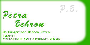 petra behron business card